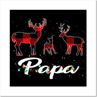 Papa Reindeer Plaid Pajama Shirt Family Christmas Posters and Art